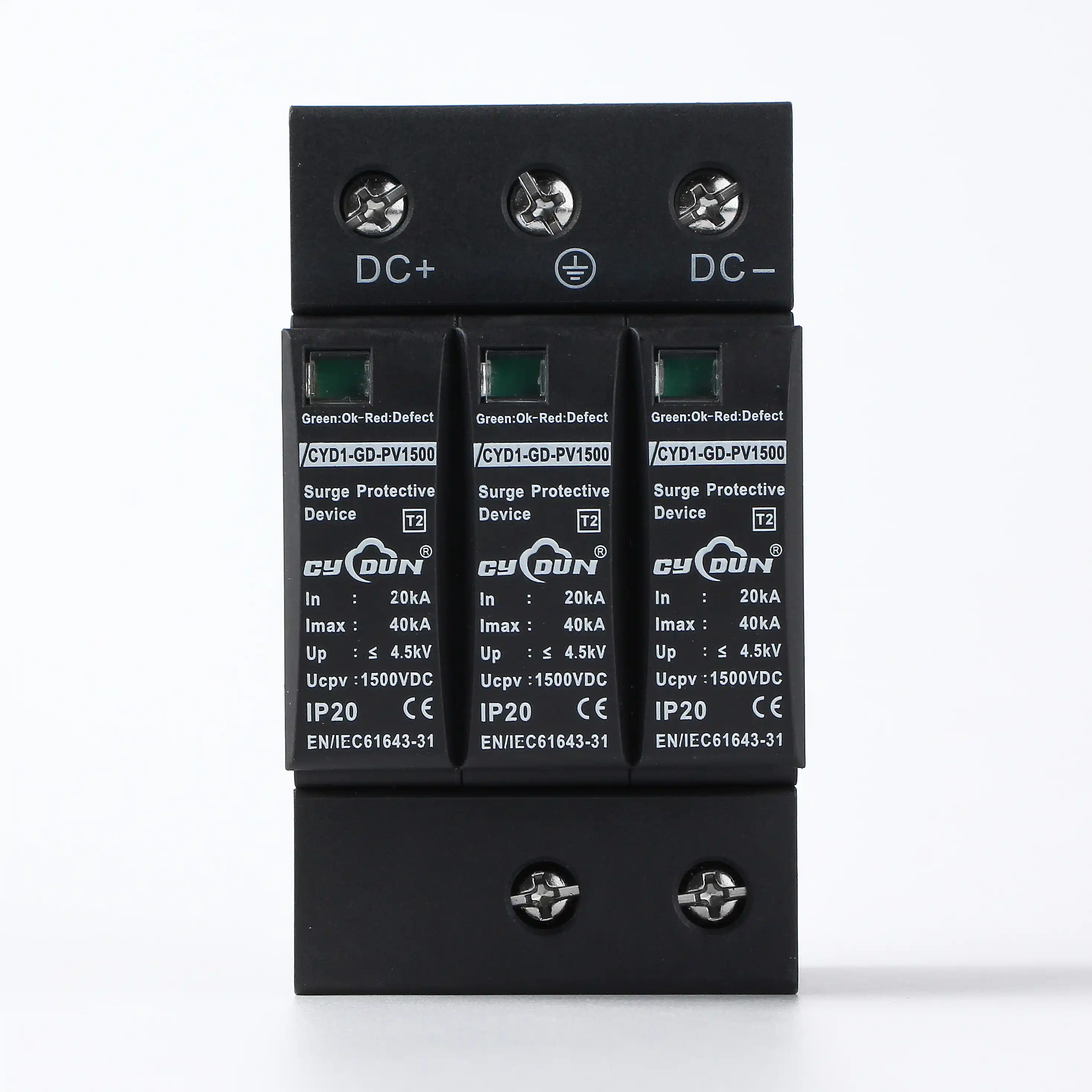 1500VDC Solar Surge Protector | 40kA Type 1+2 DC SPD for PV Systems